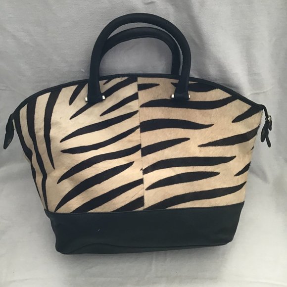 ADOLPHO Dominguez Calf Hair Handbag with Zebra Print - Picture 2 of 11
